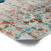 ティール（緑がかった色）とグレーポピー、水彩花の壁 ポスター (角)