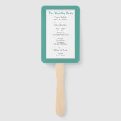 ティール(緑がかった色)とグレーミニマル結婚式 プログラム ハンドファン (裏面)