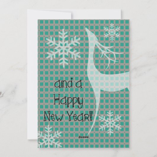 ティール（緑がかった色）とグレーメリークリスマスフォトホリデーカード シーズンカード (裏面)