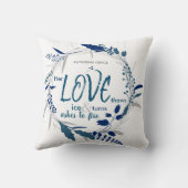 ティール(緑がかった色)とグレーリース詩 クッション (裏面)