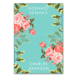 ティール（緑がかった色）とコーラルフラワー結婚ズ |座席表 テーブルナンバー