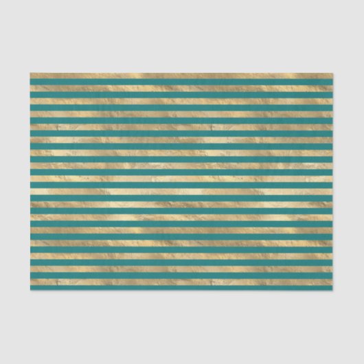 ティール（緑がかった色）とゴールドフォイルストライプズ 薄葉紙 (正面)