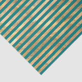 ティール（緑がかった色）とゴールドフォイルストライプズ 薄葉紙 (詳細)