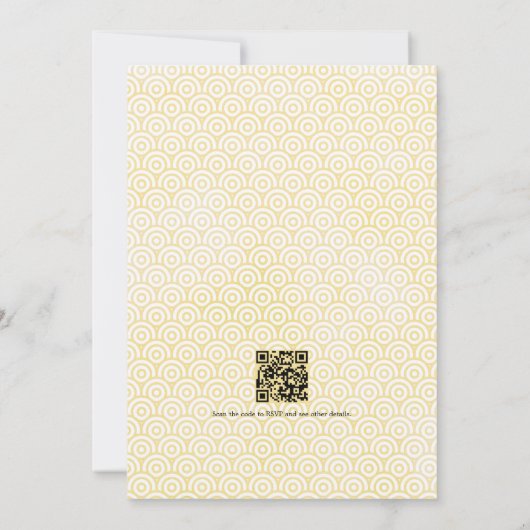 ティール(緑がかった色)とサンゴ海岸着地結婚式QRコード 招待状 (裏面)