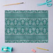 ティール(緑がかった色)とシルバーアールデコデコパージ 薄葉紙 (クラフト)