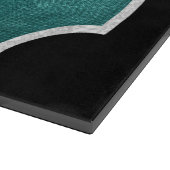 ティール(緑がかった色)とシルバーシャボスチャラ カッティングボード (角)