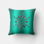 ティール（緑がかった色）とシルバースタークリスマス クッション (裏面)