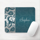 ティール（緑がかった色）とシルバーダマスクマウスパッド マウスパッド (マウス)
