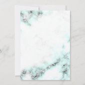 ティール(緑がかった色)とシルバー大理石ブライダルシャワー招待 招待状 (裏面)
