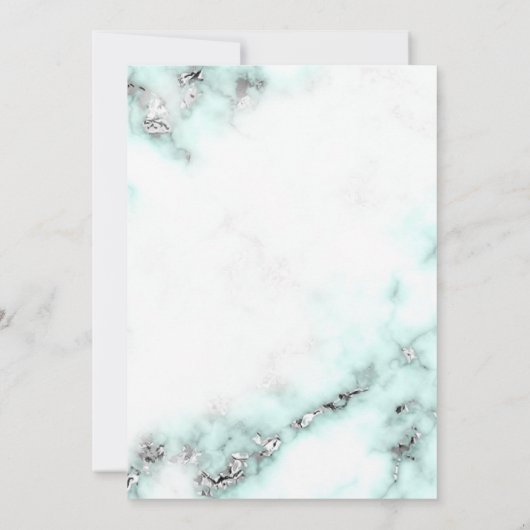 ティール（緑がかった色）とシルバー大理石ブライダルシャワー招待 招待状 (裏面)