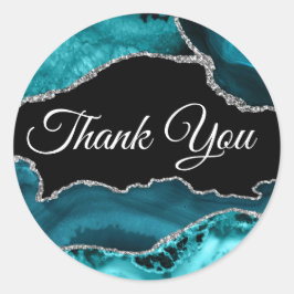 ティール(緑がかった色)とシルバーAgateありがとう ラウンドシール