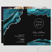 ティール（緑がかった色）とシルバーagateサービスメニューカタログ (正面/裏面)