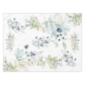 ティール（緑がかった色）とセージの葉 テーブルクロス (正面(横))