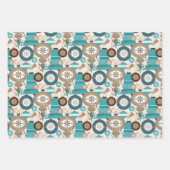 ティール（緑がかった色）とタンクリスマスオーナメント ラッピングペーパーシート (正面2)