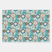 ティール（緑がかった色）とタンクリスマスオーナメント ラッピングペーパーシート (正面)