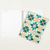 ティール(緑がかった色)とタンジェリンミッドセンチュリーフローラプランナー プランナー手帳 (ディスプレー)