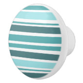 ティール（緑がかった色）とターコイズストライプ セラミックノブ (右)