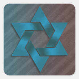 ティール（緑がかった色）とダビデのブラウン・スター スクエアシール