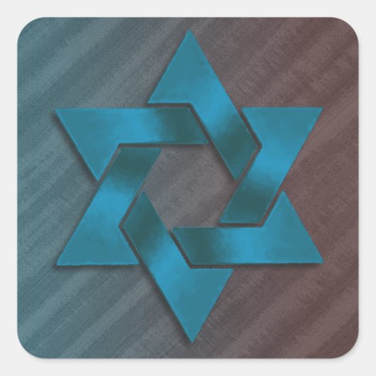 ティール（緑がかった色）とダビデのブラウン・スター スクエアシール (正面)