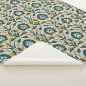 ティール（緑がかった色）とダークグリーンペルシャフローラ シェルパブランケット (3/4)