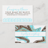 ティール（緑がかった色）とチョコレートのストロークロイヤリティパンチカード ロイヤリティカード (正面/裏面)