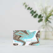 ティール(緑がかった色)とチョコレートストローク 名刺 (スタンド正面)