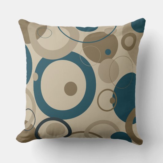 ティール（緑がかった色）とトゥーペサークル クッション (正面)