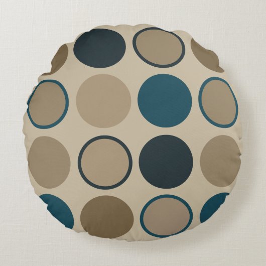 ティール（緑がかった色）とトゥーペサークル ラウンドクッション (正面)