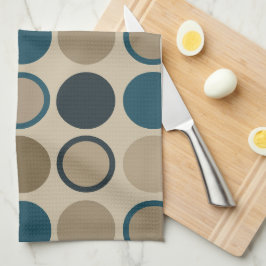 ティール（緑がかった色）とトゥーペサークルT キッチンタオル