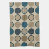 ティール（緑がかった色）とトゥーペサークルT キッチンタオル (縦)