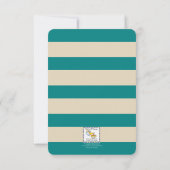 ティール（緑がかった色）とトープストライプ引っ越し祝いパーティー招待状3x5 招待状 (裏面)