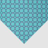 ティール（緑がかった色）とネイビーブルーマロ伝統的カン模様 薄葉紙 (詳細)