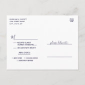 ティール（緑がかった色）とバラ金ゴールドアゲ結婚ートの食事の選択RSVP インビテーションポストカード (裏面)