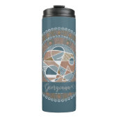 ティール(緑がかった色)とパーソナライズされた金ゴールド抽象芸術アクセント曼荼羅 タンブラー (正面)