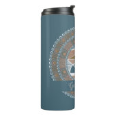 ティール(緑がかった色)とパーソナライズされた金ゴールド抽象芸術アクセント曼荼羅 タンブラー (回転左)