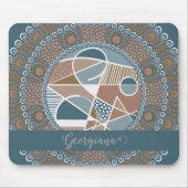 ティール(緑がかった色)とパーソナライズされた金ゴールド抽象芸術アクセント曼荼羅 マウスパッド (正面)