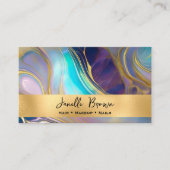 ティール(緑がかった色)とパープルオパール石と金ゴールド名刺 名刺 (正面)