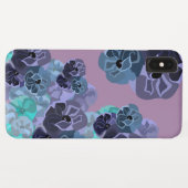 ティール（緑がかった色）とパープルキュートヴィンテージフローラプリント Case-Mate iPhoneケース (裏面(横))