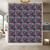 ティール（緑がかった色）とパープルゲード樹脂アートタイル タイル