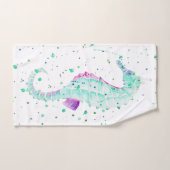 ティール(緑がかった色)とパープルシーホース バスタオルセット (ハンドタオル)