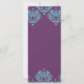 ティール（緑がかった色）とパープルダマスウェディング招待状 招待状 (裏面)