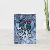 ティール（緑がかった色）とパープルベリーダンサーラブハート カード (正面)