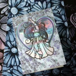 ティール（緑がかった色）とパープルベリーダンサーラブハート カード