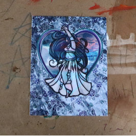 ティール（緑がかった色）とパープルベリーダンサーラブハート ポストカード