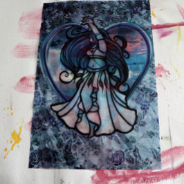 ティール（緑がかった色）とパープルベリーダンサーラブハート 薄葉紙