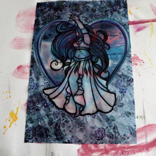 ティール（緑がかった色）とパープルベリーダンサーラブハート 薄葉紙