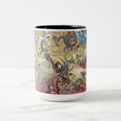 ティール（緑がかった色）とピンクのコーヒーマグ ツートーンマグカップ (中央)