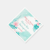 ティール(緑がかった色)とピンクのフローラベビーの開花ベビーシャワー スタンダードカクテルナプキン (角)