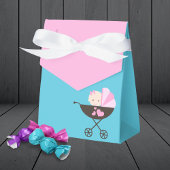 ティール（緑がかった色）とピンクのベビードールのギフトのお気に入りボックス フェイバーボックス