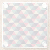 ティール（緑がかった色）とピンクの三角形のパターン ガラスコースター (裏面)